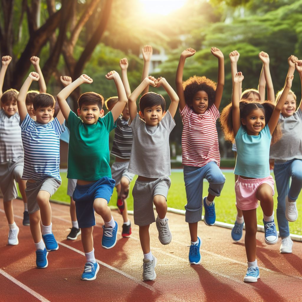 children exercising